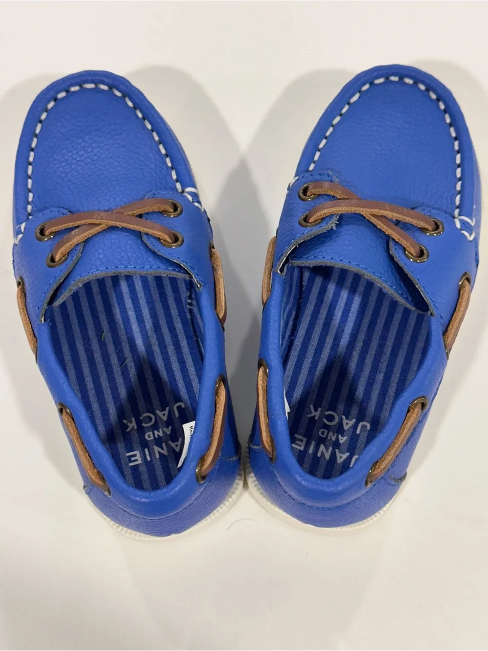 Janie and Jack Royal Blue & Brown Kids Boat Shoes